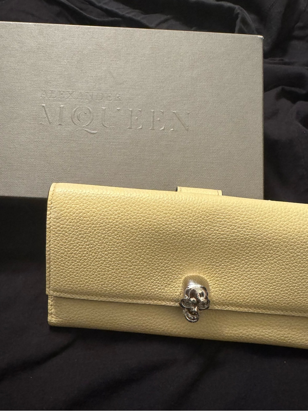 ‼️Discontinued Alexander McQueen Yellow
Saffiano Leather Trifold Wallet